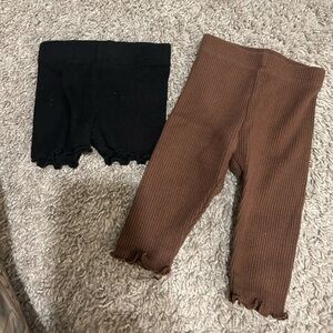 Black ribbed shorts and Brown Ribbed Baby Leggings